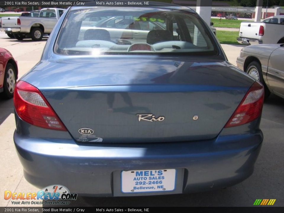 2001 Kia Rio Sedan Steel Blue Metallic / Gray Photo #1
