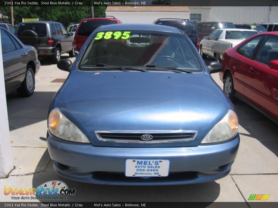 2001 Kia Rio Sedan Steel Blue Metallic / Gray Photo #3
