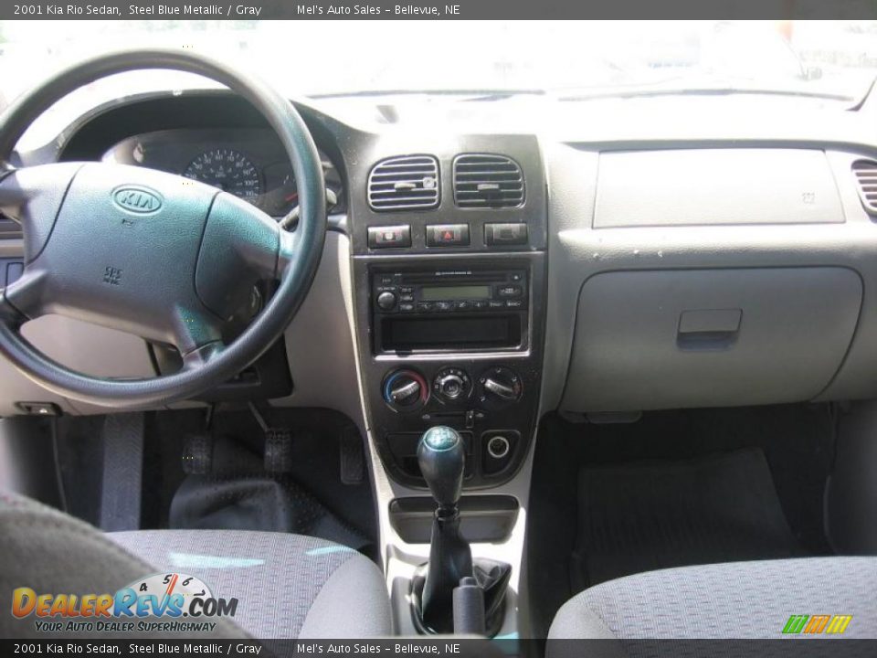 2001 Kia Rio Sedan Steel Blue Metallic / Gray Photo #4