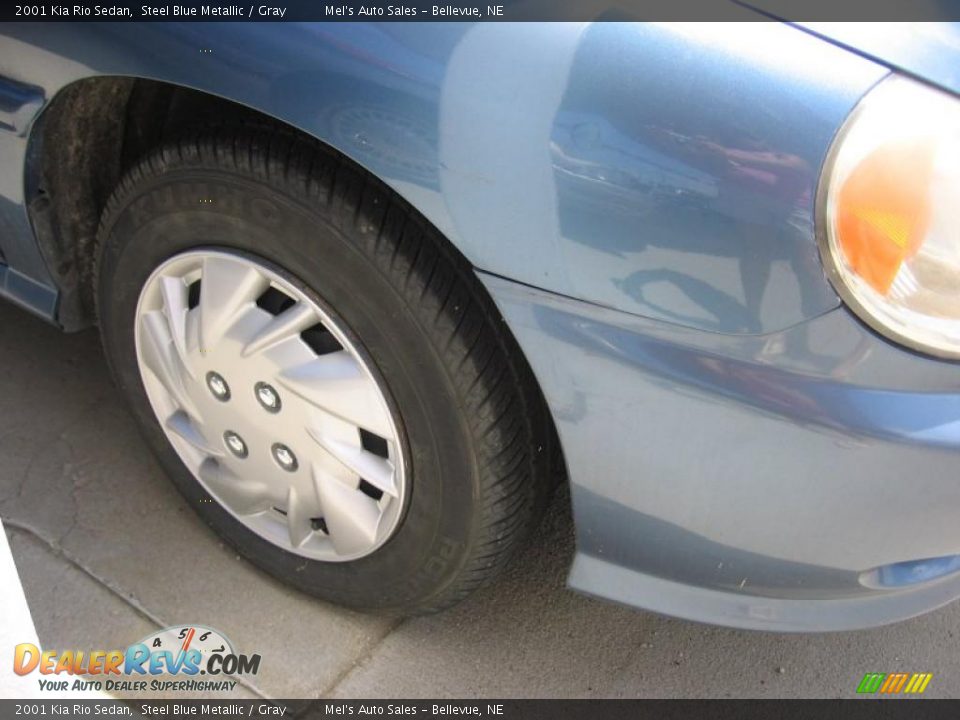 2001 Kia Rio Sedan Steel Blue Metallic / Gray Photo #5