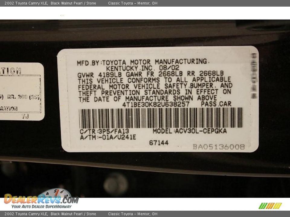 2002 Toyota Camry XLE Black Walnut Pearl / Stone Photo #27