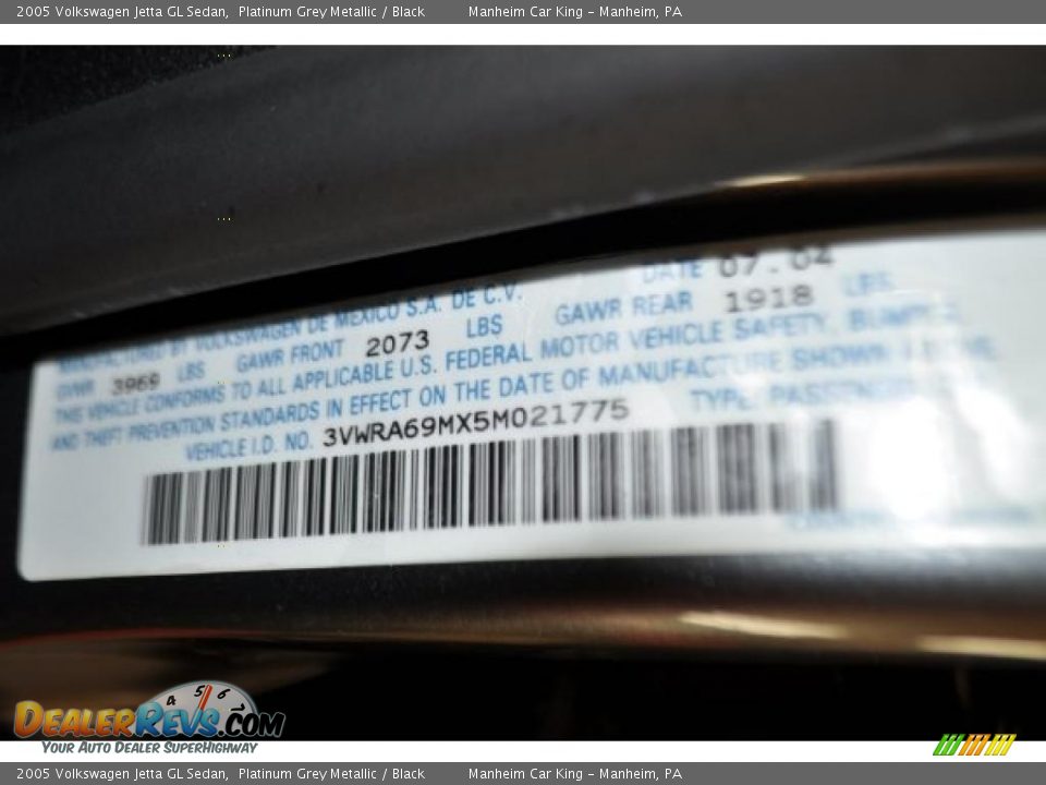 2005 Volkswagen Jetta GL Sedan Platinum Grey Metallic / Black Photo #9