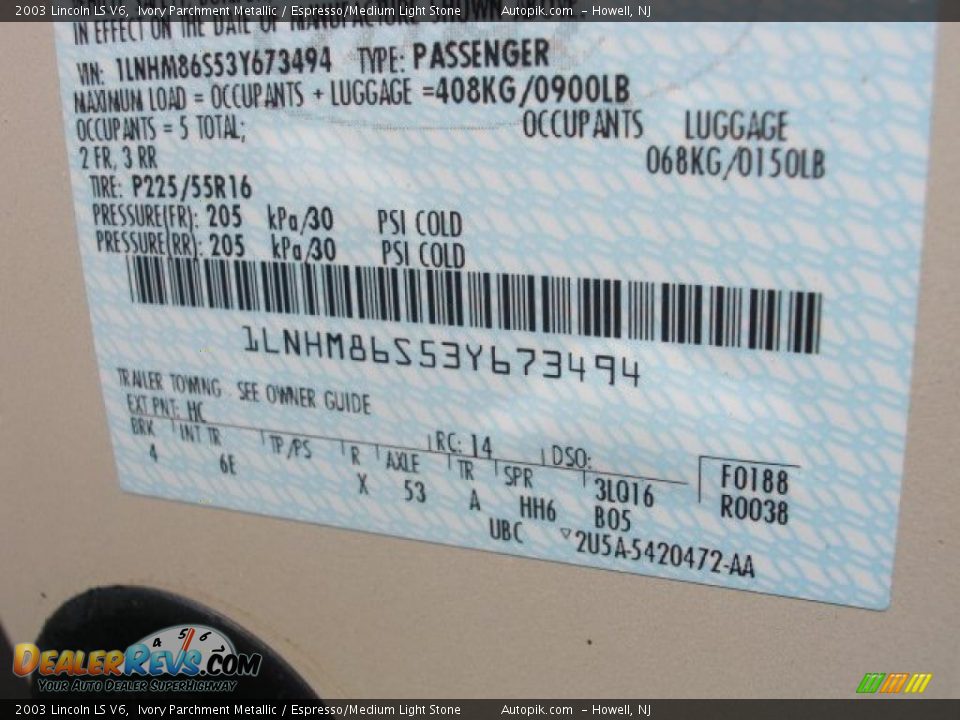 2003 Lincoln LS V6 Ivory Parchment Metallic / Espresso/Medium Light Stone Photo #14