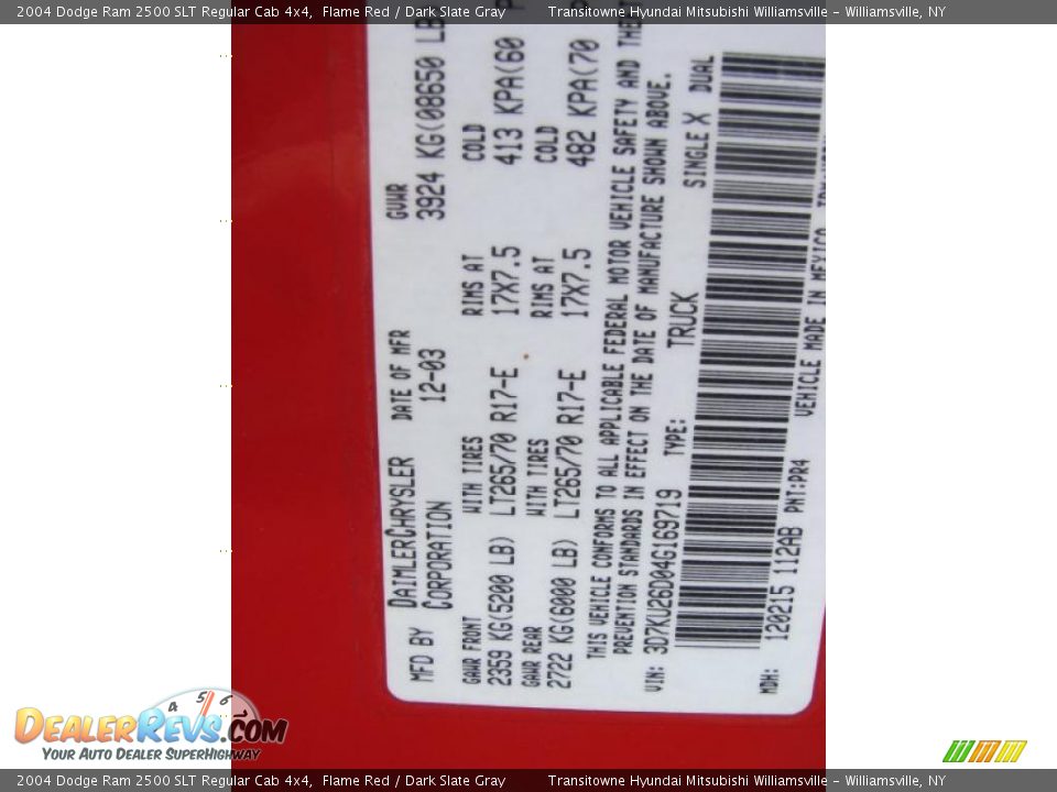2004 Dodge Ram 2500 SLT Regular Cab 4x4 Flame Red / Dark Slate Gray Photo #25