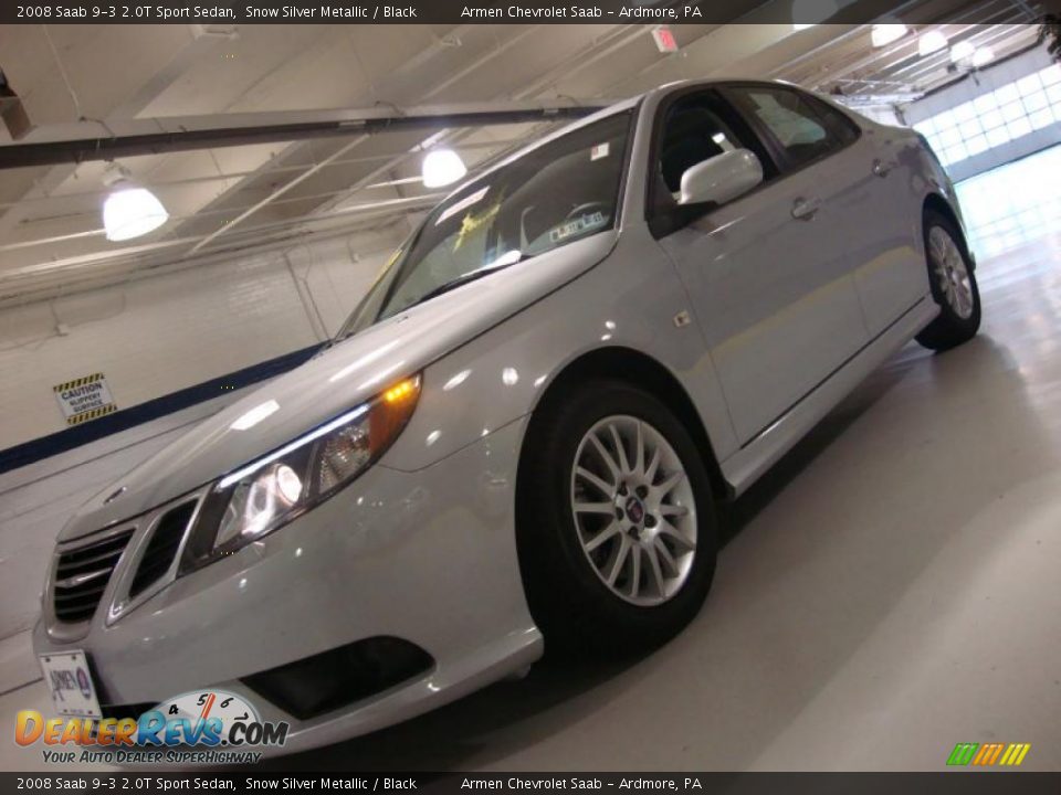 2008 Saab 9-3 2.0T Sport Sedan Snow Silver Metallic / Black Photo #1