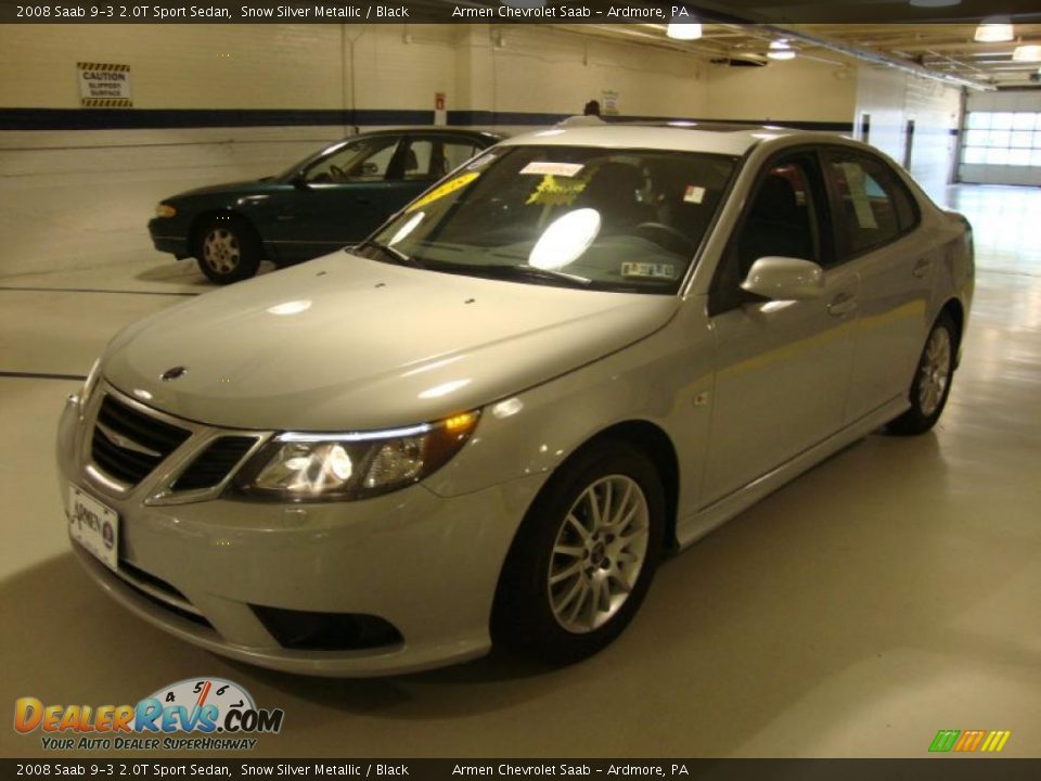 2008 Saab 9-3 2.0T Sport Sedan Snow Silver Metallic / Black Photo #2