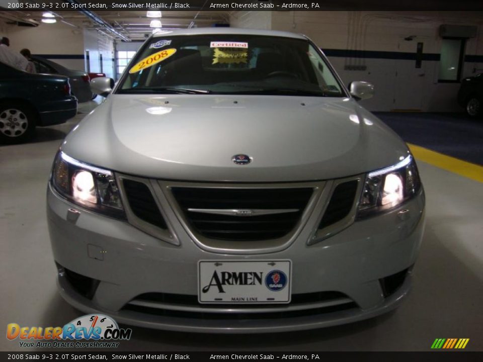 2008 Saab 9-3 2.0T Sport Sedan Snow Silver Metallic / Black Photo #3
