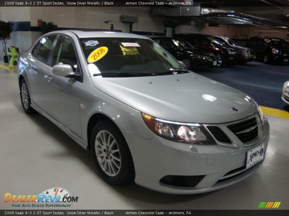 2008 Saab 9-3 2.0T Sport Sedan Snow Silver Metallic / Black Photo #4