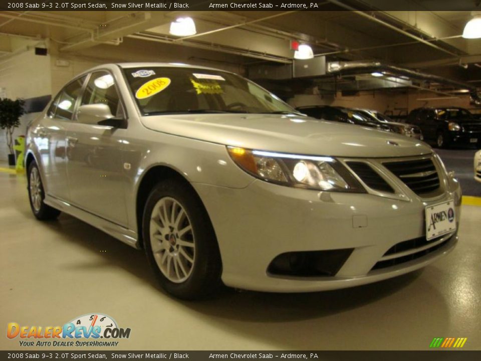 2008 Saab 9-3 2.0T Sport Sedan Snow Silver Metallic / Black Photo #5