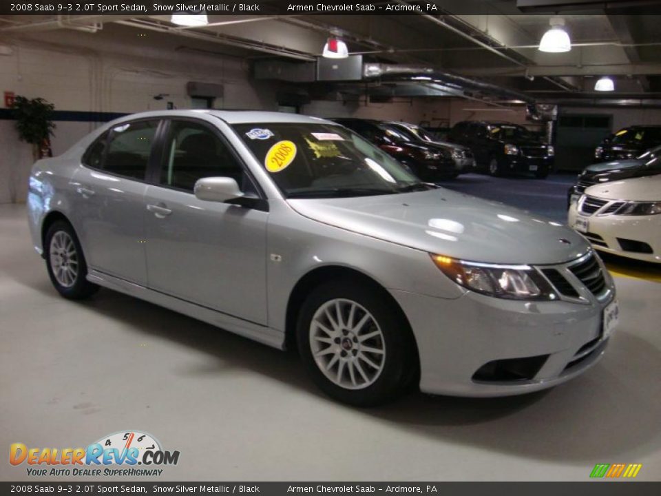 2008 Saab 9-3 2.0T Sport Sedan Snow Silver Metallic / Black Photo #6