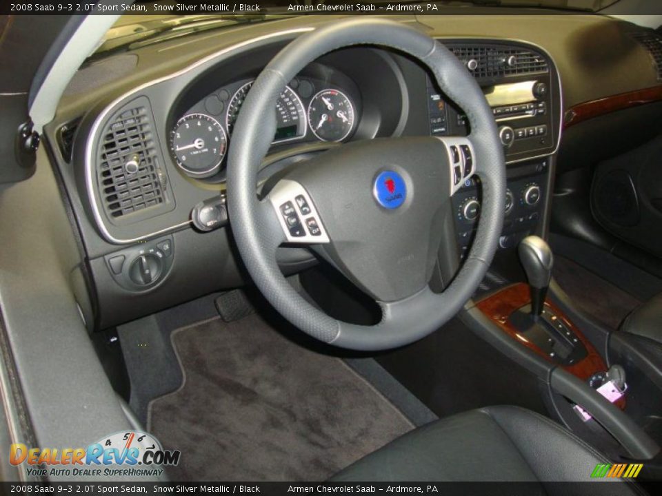 2008 Saab 9-3 2.0T Sport Sedan Snow Silver Metallic / Black Photo #12