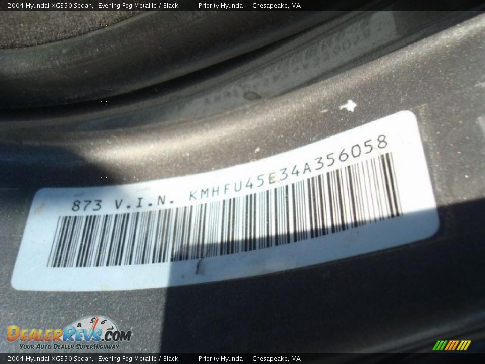 2004 Hyundai XG350 Sedan Evening Fog Metallic / Black Photo #16