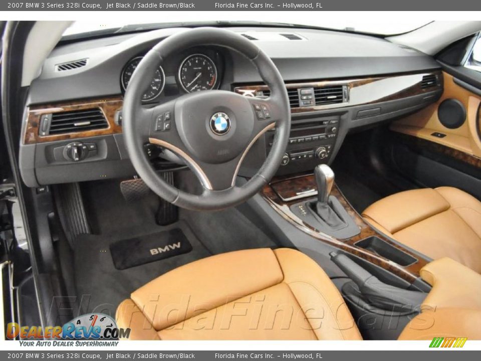 2007 BMW 3 Series 328i Coupe Jet Black / Saddle Brown/Black Photo #12