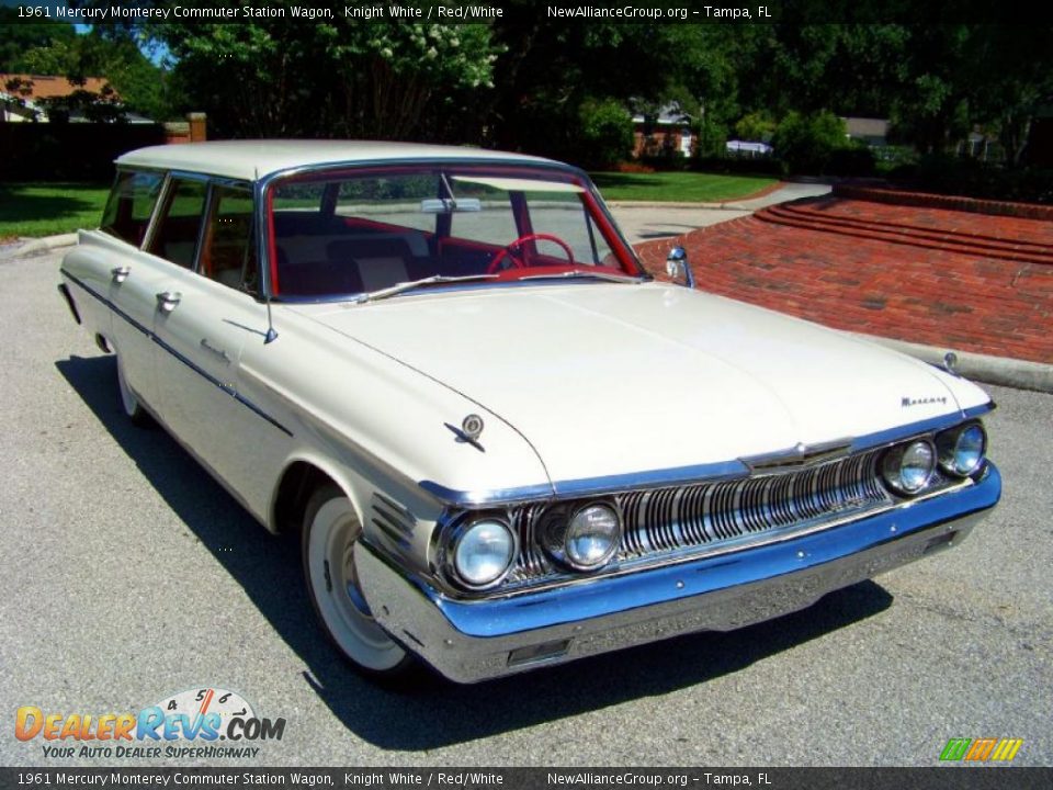 1961 Mercury Monterey Commuter Station Wagon Knight White / Red/White Photo #2