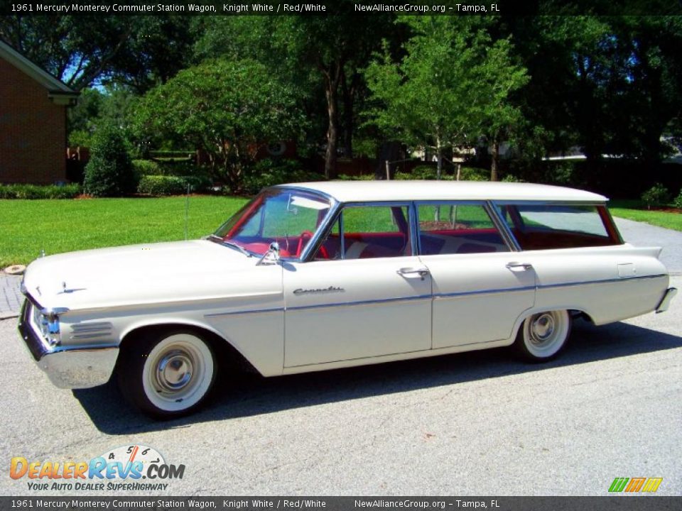 1961 Mercury Monterey Commuter Station Wagon Knight White / Red/White Photo #11