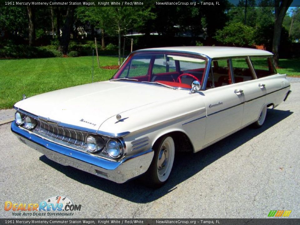 1961 Mercury Monterey Commuter Station Wagon Knight White / Red/White Photo #12