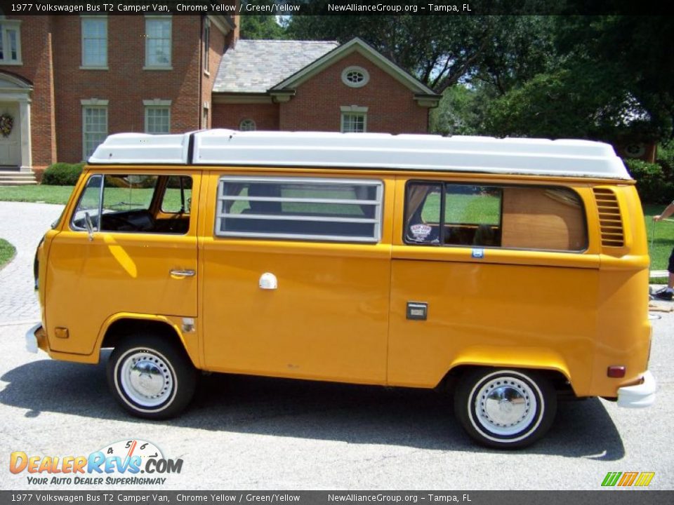 1977 Volkswagen Bus T2 Camper Van Chrome Yellow / Green/Yellow Photo #4