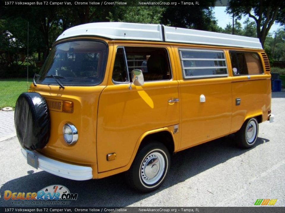 1977 Volkswagen Bus T2 Camper Van Chrome Yellow / Green/Yellow Photo #5