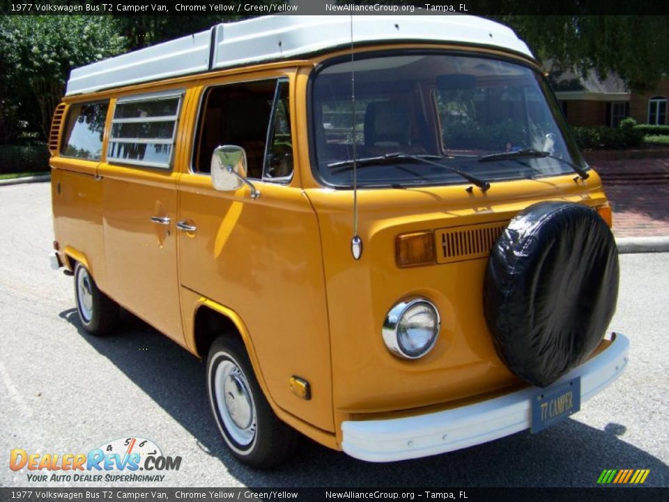 1977 Volkswagen Bus T2 Camper Van Chrome Yellow / Green/Yellow Photo #7