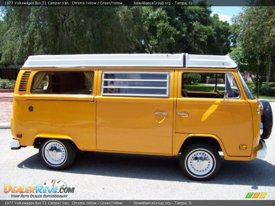1977 Volkswagen Bus T2 Camper Van Chrome Yellow / Green/Yellow Photo #8