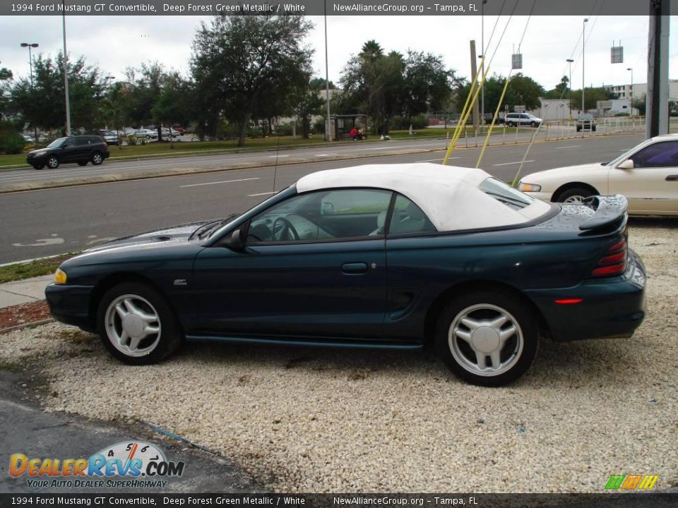 1994 Ford Mustang GT Convertible Deep Forest Green Metallic / White Photo #2