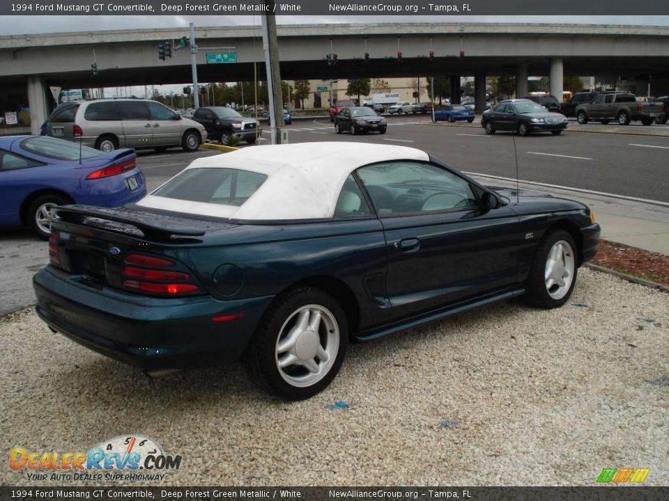 1994 Ford Mustang GT Convertible Deep Forest Green Metallic / White Photo #4