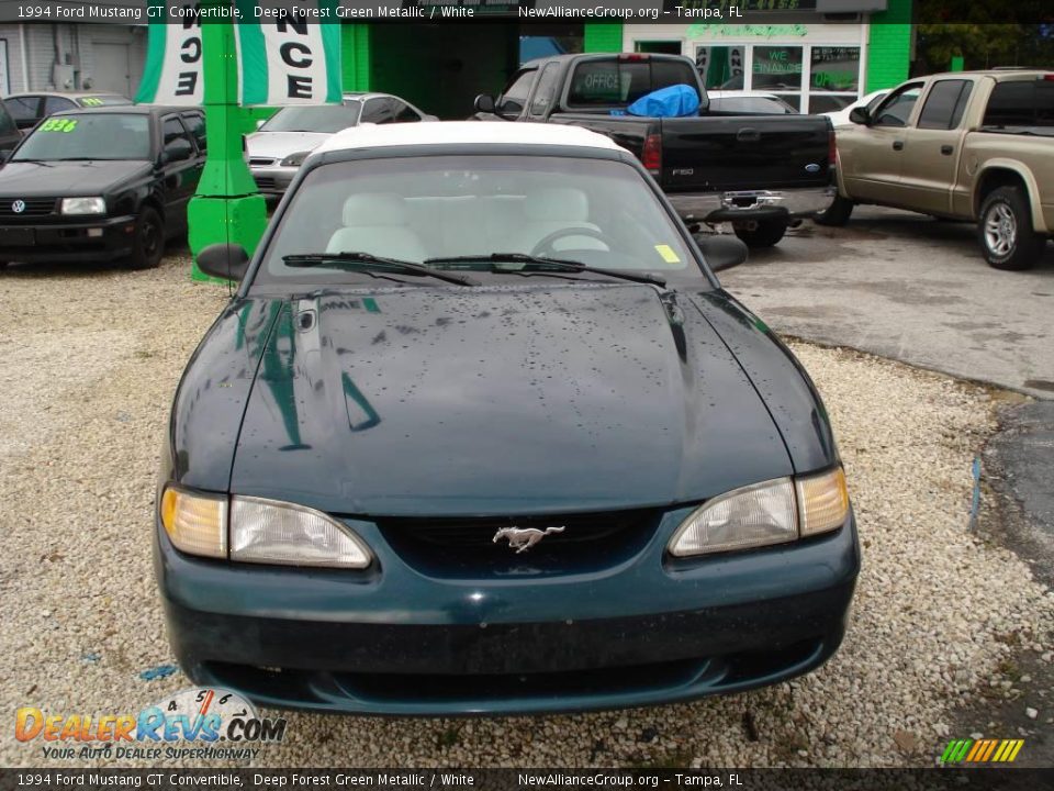 1994 Ford Mustang GT Convertible Deep Forest Green Metallic / White Photo #6