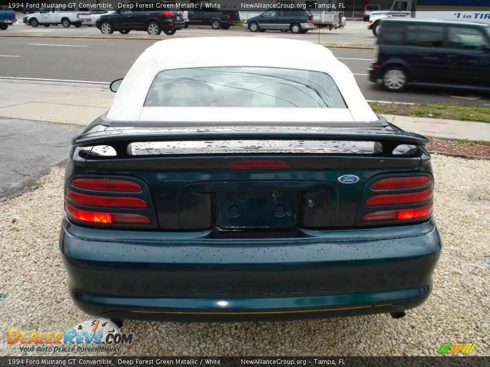 1994 Ford Mustang GT Convertible Deep Forest Green Metallic / White Photo #7