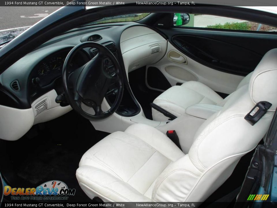 1994 Ford Mustang GT Convertible Deep Forest Green Metallic / White Photo #10