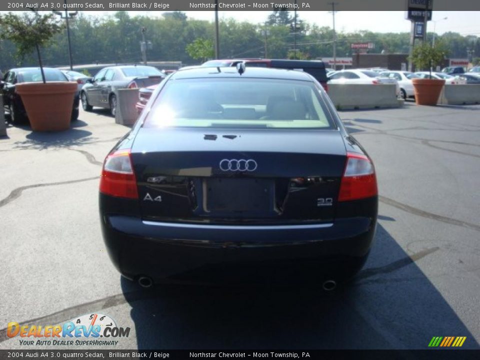 2004 Audi A4 3.0 quattro Sedan Brilliant Black / Beige Photo #4