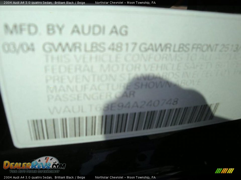2004 Audi A4 3.0 quattro Sedan Brilliant Black / Beige Photo #19