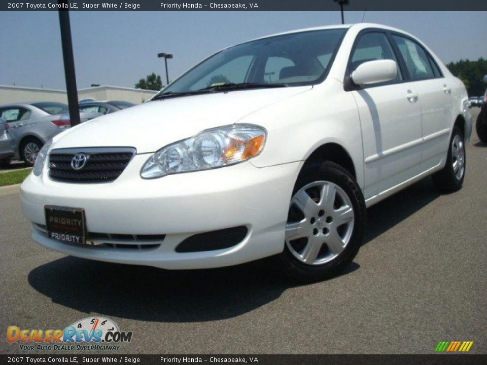 2007 Toyota Corolla LE Super White / Beige Photo #1