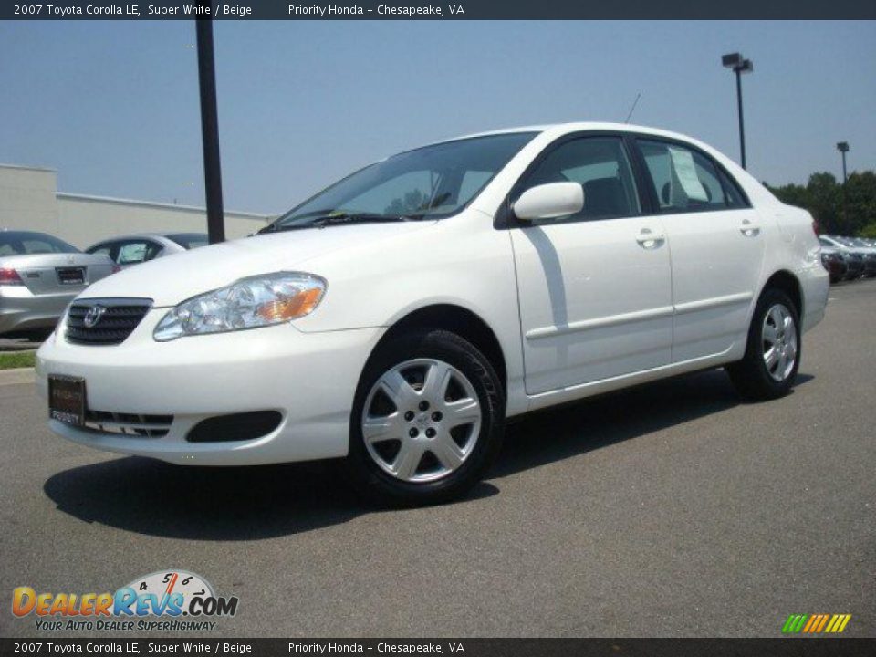 2007 Toyota Corolla LE Super White / Beige Photo #2