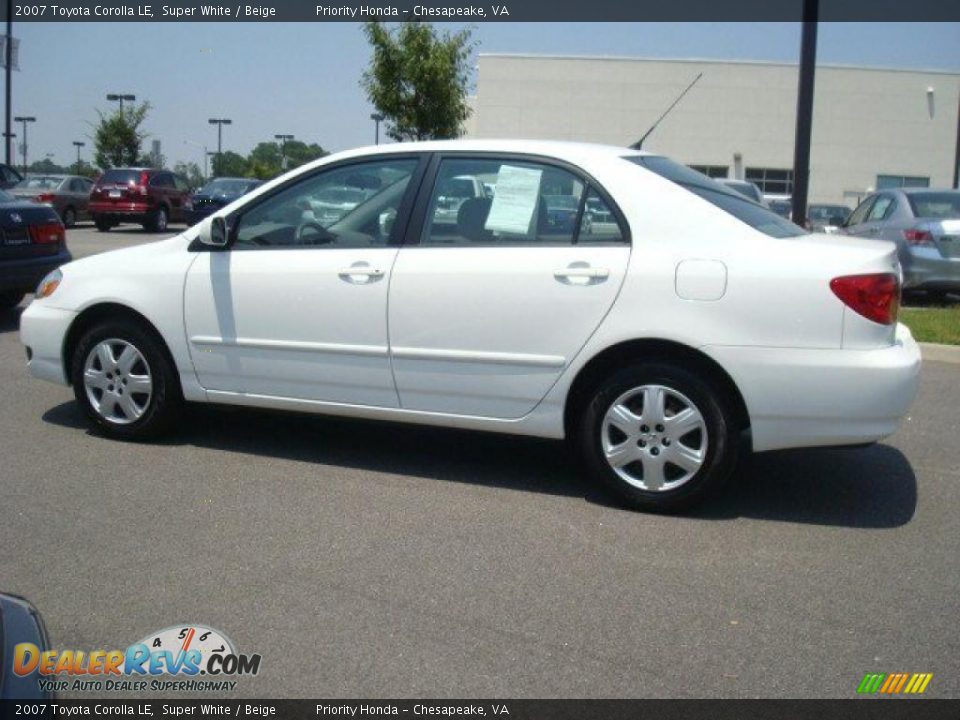 2007 Toyota Corolla LE Super White / Beige Photo #3
