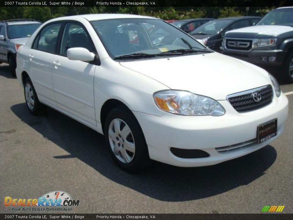 2007 Toyota Corolla LE Super White / Beige Photo #7