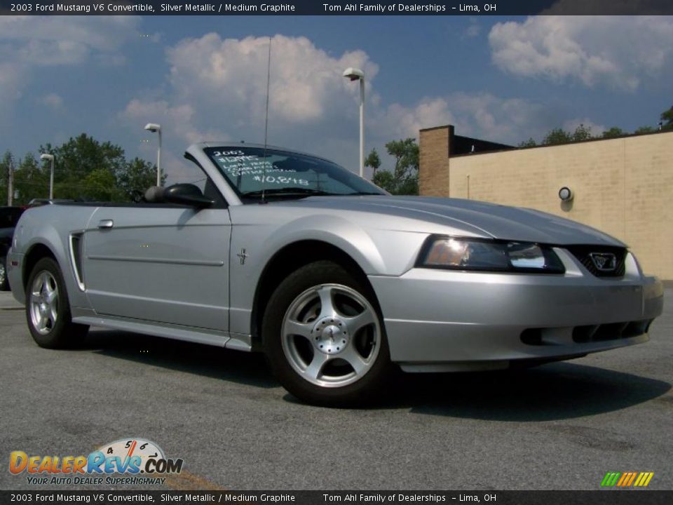 2003 Ford Mustang V6 Convertible Silver Metallic / Medium Graphite Photo #9