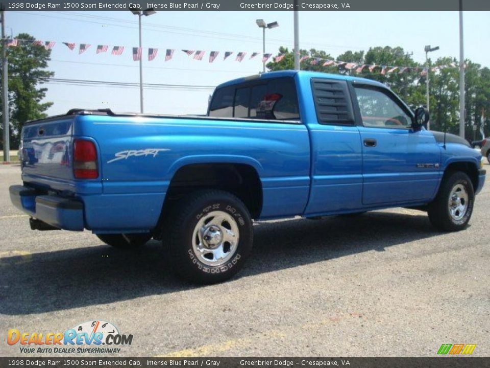 1998 Dodge Ram 1500 Sport Extended Cab Intense Blue Pearl / Gray Photo #5