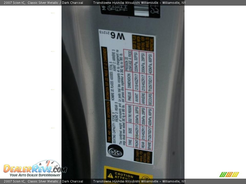 2007 Scion tC Classic Silver Metallic / Dark Charcoal Photo #15