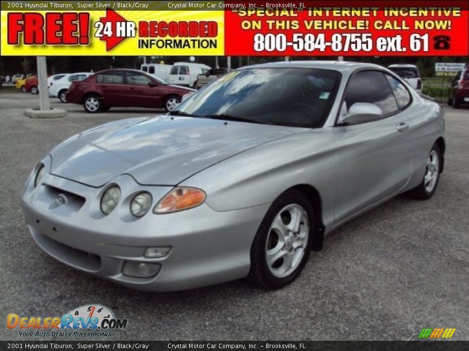 2001 Hyundai Tiburon Super Silver / Black/Gray Photo #1