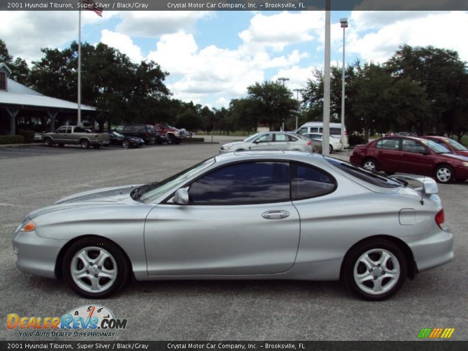 2001 Hyundai Tiburon Super Silver / Black/Gray Photo #2