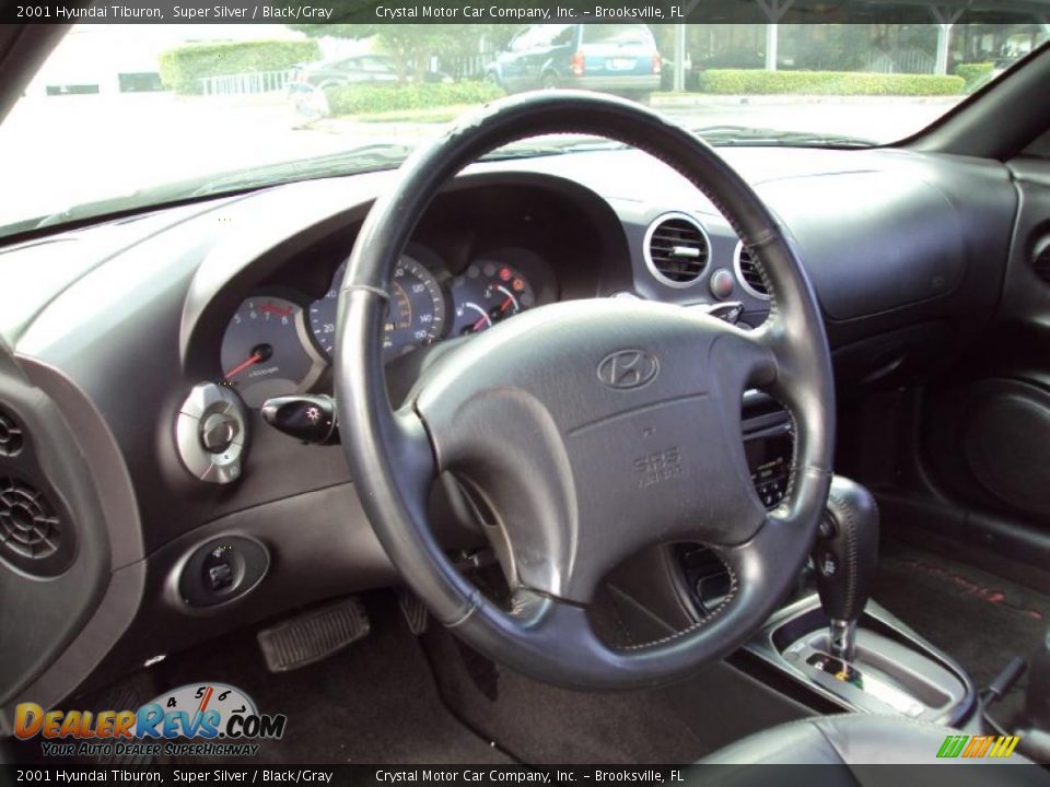 2001 Hyundai Tiburon Super Silver / Black/Gray Photo #6