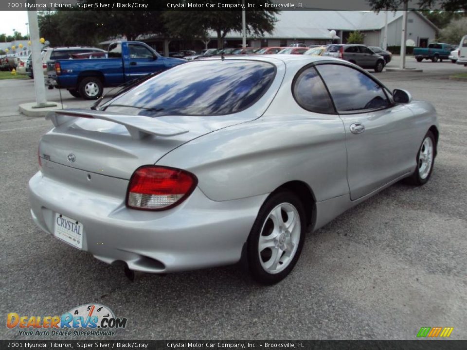 2001 Hyundai Tiburon Super Silver / Black/Gray Photo #8