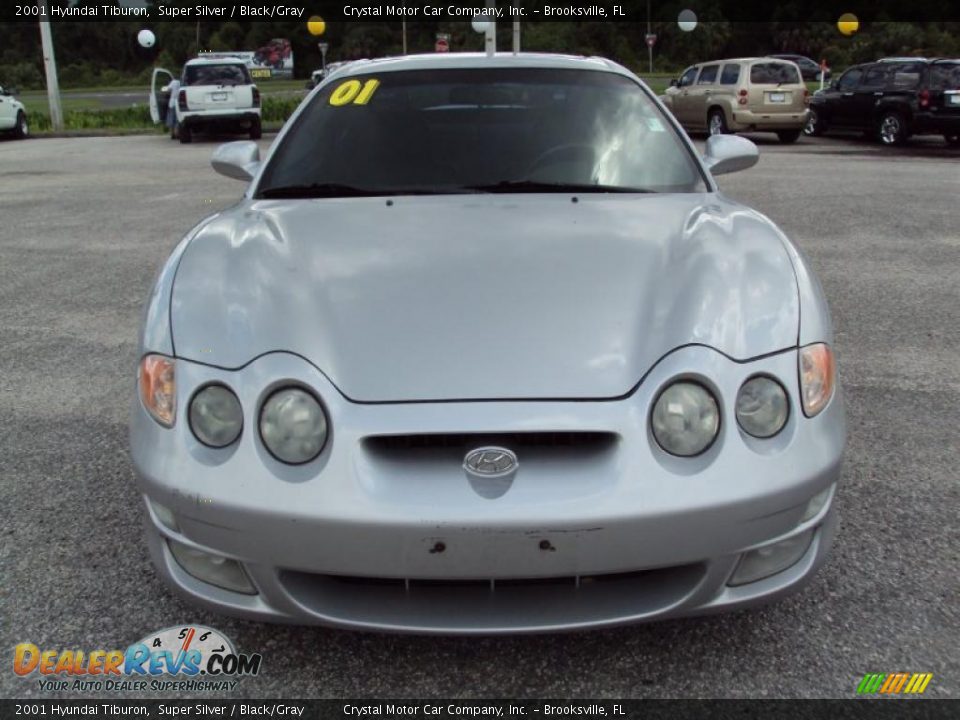 2001 Hyundai Tiburon Super Silver / Black/Gray Photo #12