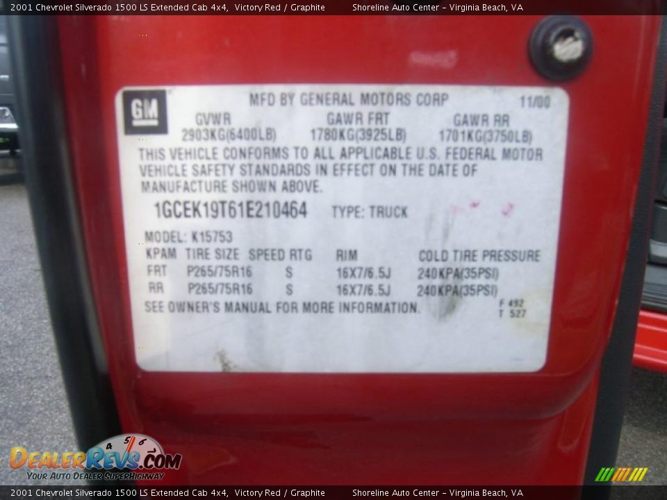 2001 Chevrolet Silverado 1500 LS Extended Cab 4x4 Victory Red / Graphite Photo #23
