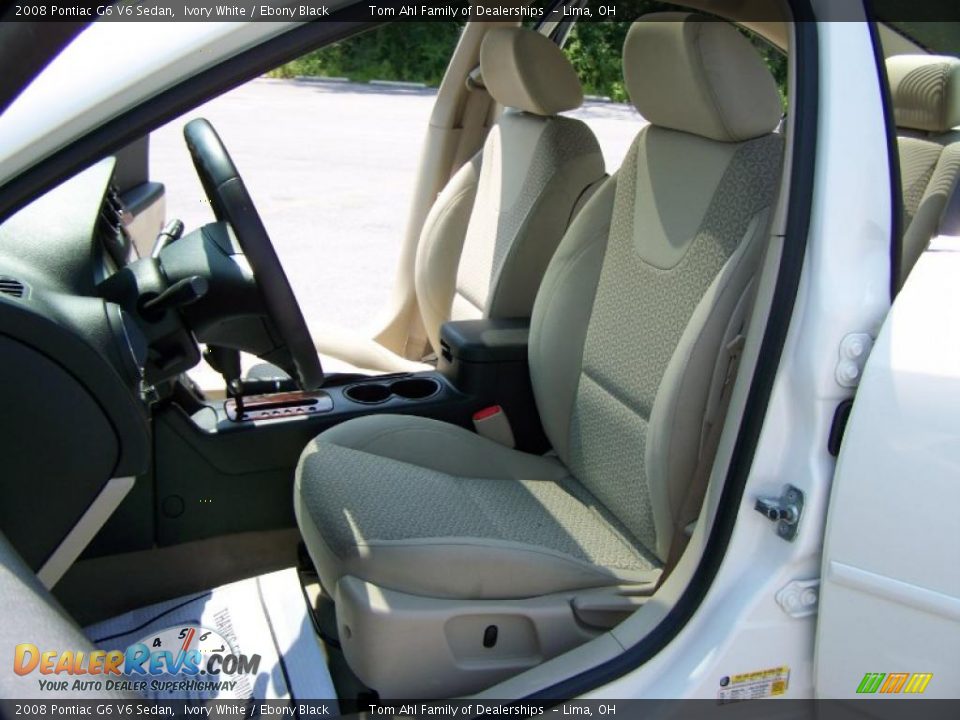 2008 Pontiac G6 V6 Sedan Ivory White / Ebony Black Photo #8