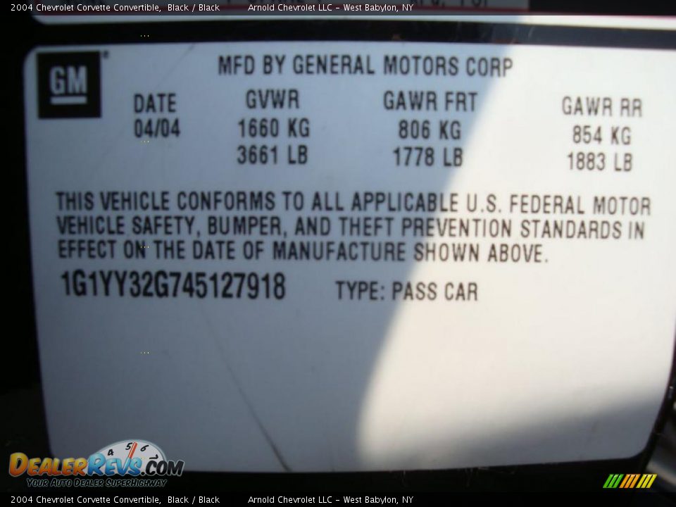 2004 Chevrolet Corvette Convertible Black / Black Photo #20
