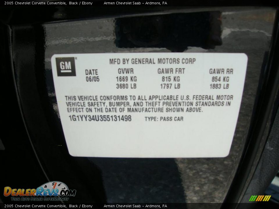 2005 Chevrolet Corvette Convertible Black / Ebony Photo #34