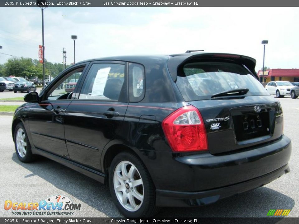 2005 Kia Spectra 5 Wagon Ebony Black / Gray Photo #3