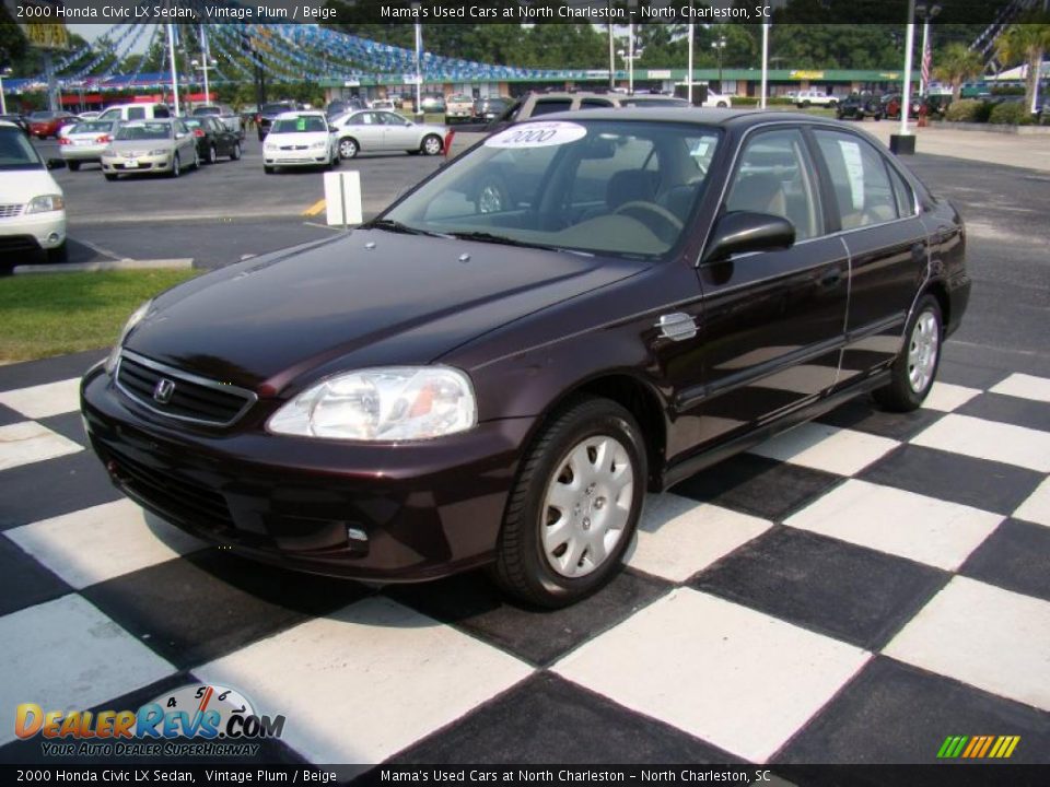 2000 Honda Civic LX Sedan Vintage Plum / Beige Photo #3