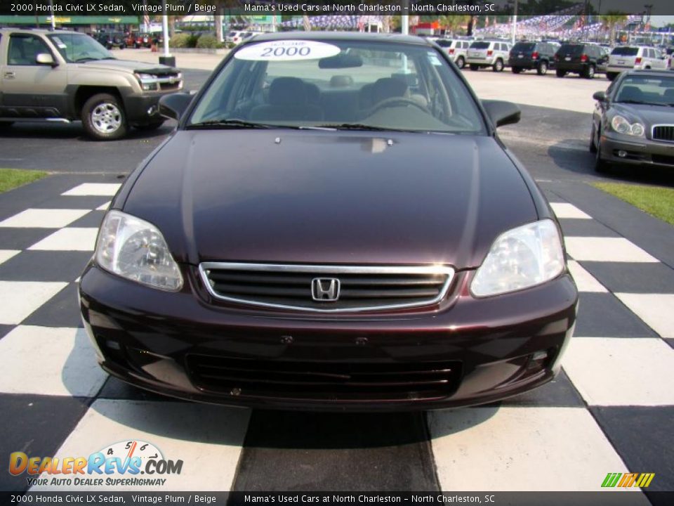 2000 Honda Civic LX Sedan Vintage Plum / Beige Photo #4